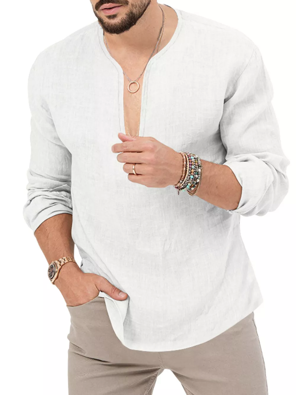 Men's Full Size Slim Fit Long Sleeve Blouse Plus Size, image 23