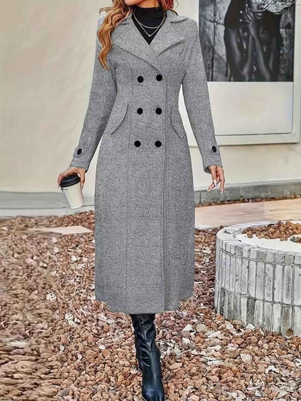 Full Size Double-Breasted Longline Trench Coat Plus Size, image 17