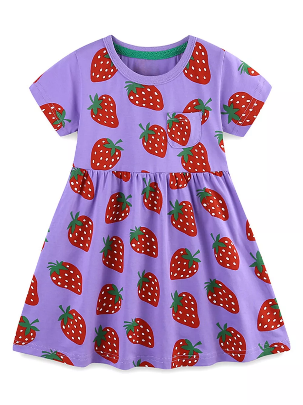 Children's Strawberry Print Short Sleeve Dress, image 2