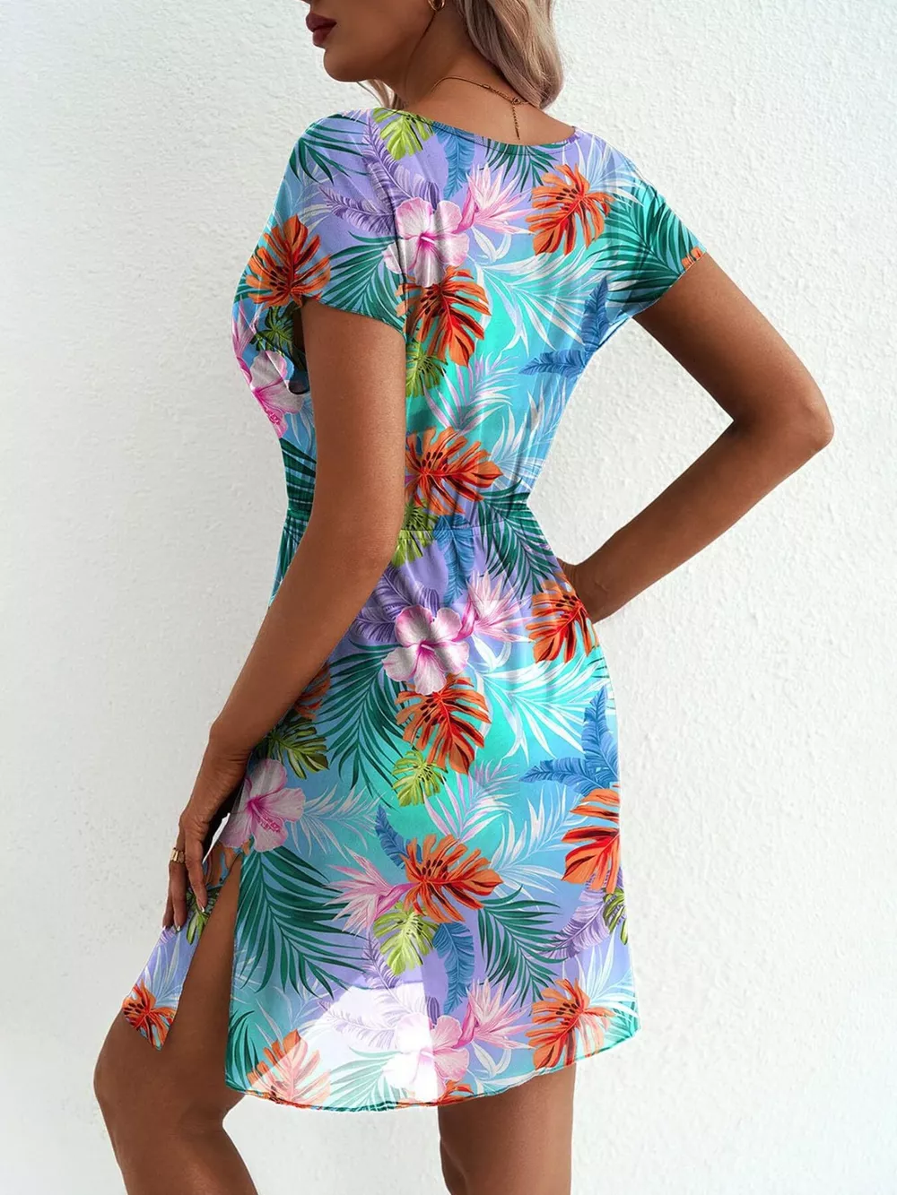 Printed Short Sleeve Mini Dress, image 15