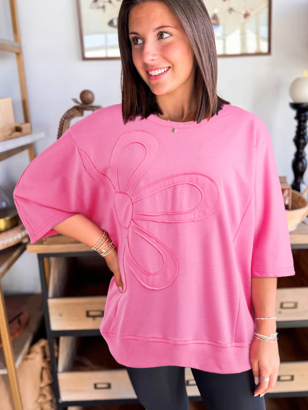 Flower Oversized Round Neck T-Shirt, image 12