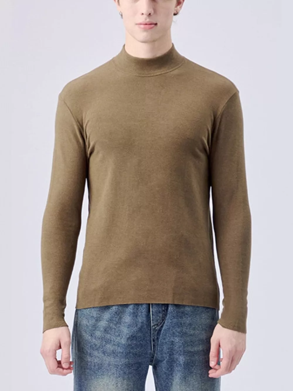 Men's Plus Size Mock Neck Long Sleeve Top, image 7