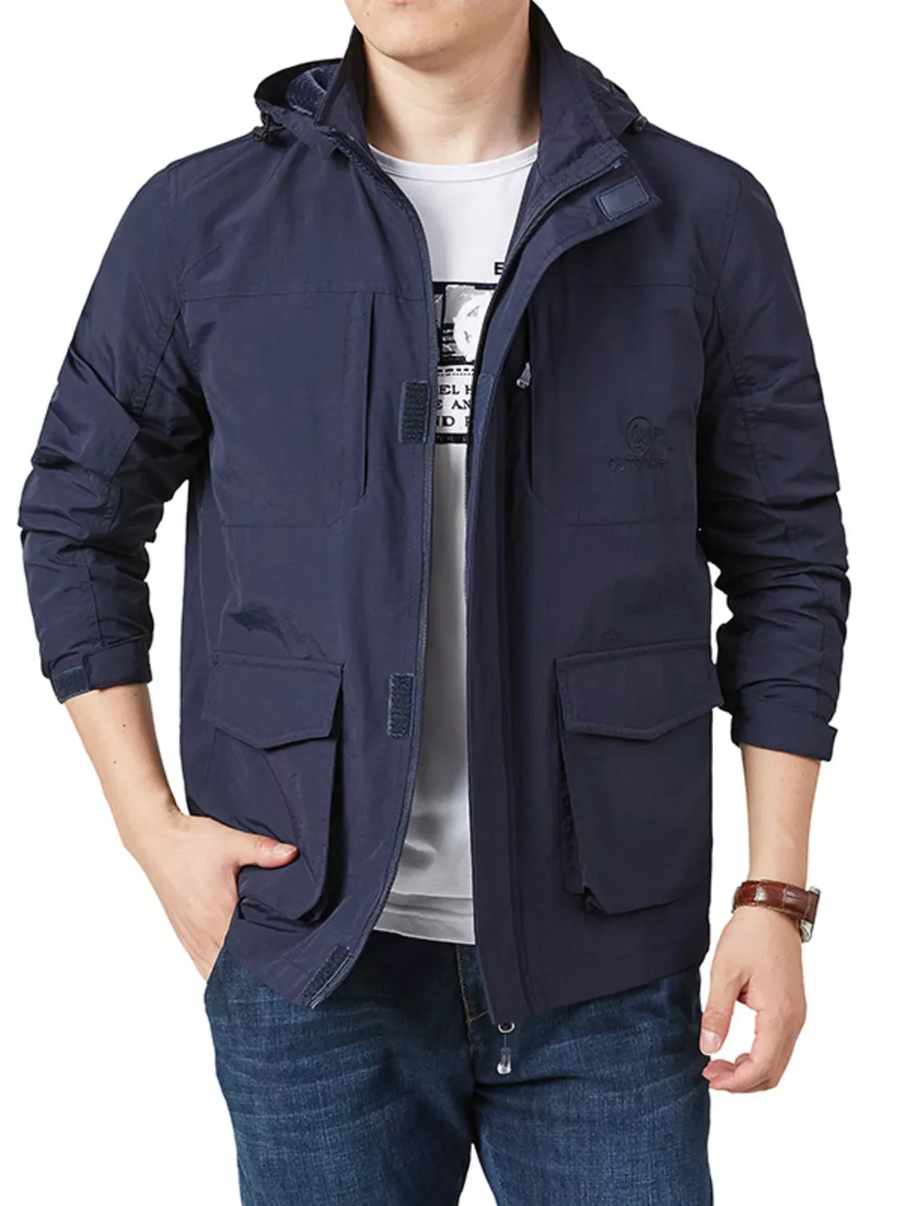 Men's Plus Size Lightweight Hooded Jacket, image 3