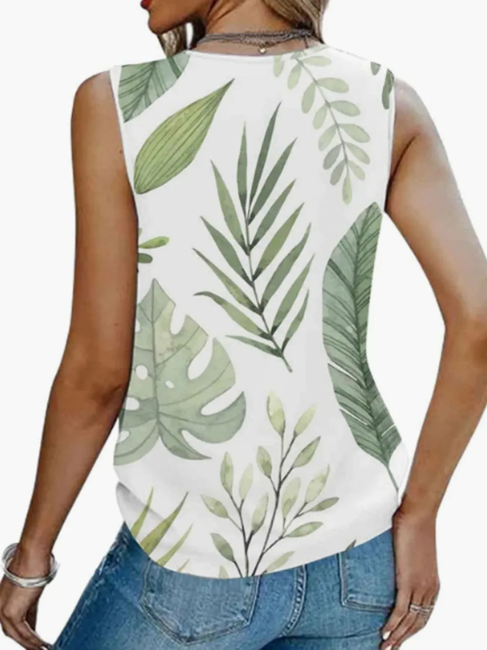 Printed V-Neck Tank, image 20
