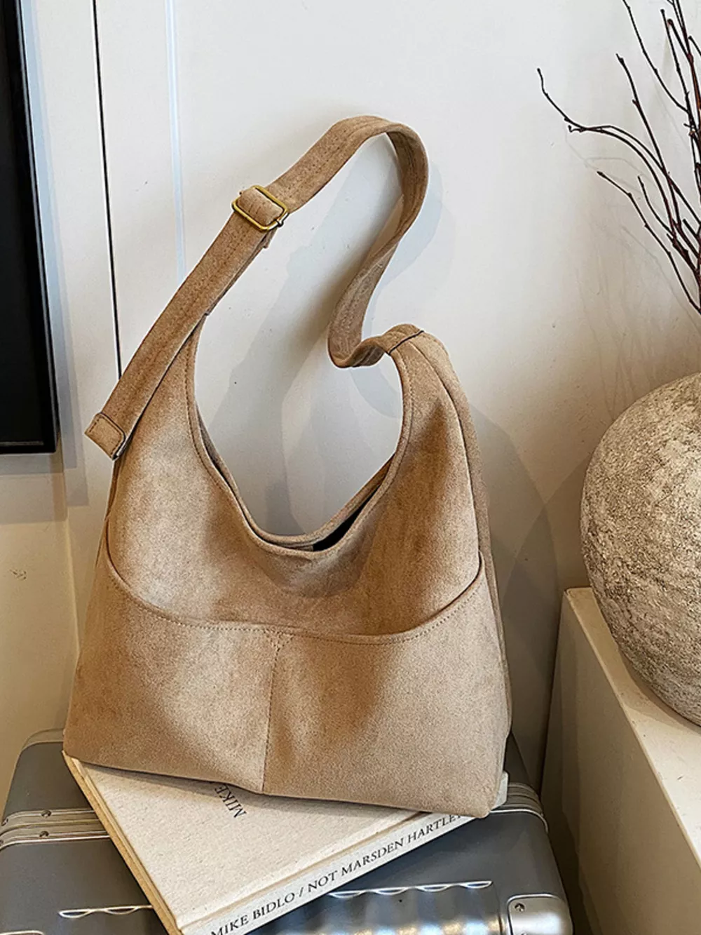 Minimalist Suede Shoulder Bag, image 8