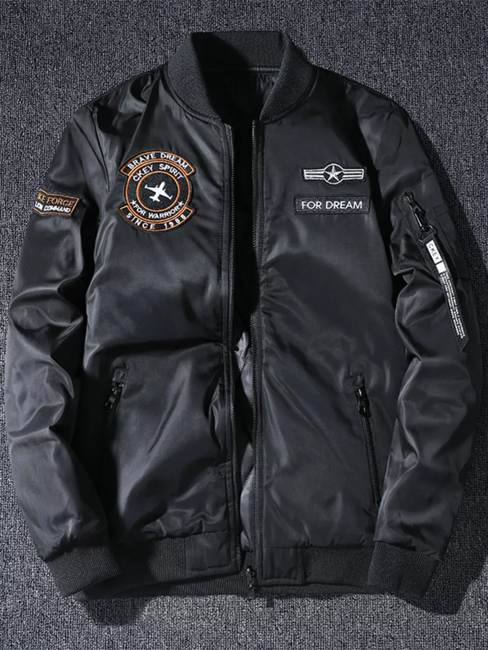 Men's Plus Size Zip Up Bomber Jacket, image 2