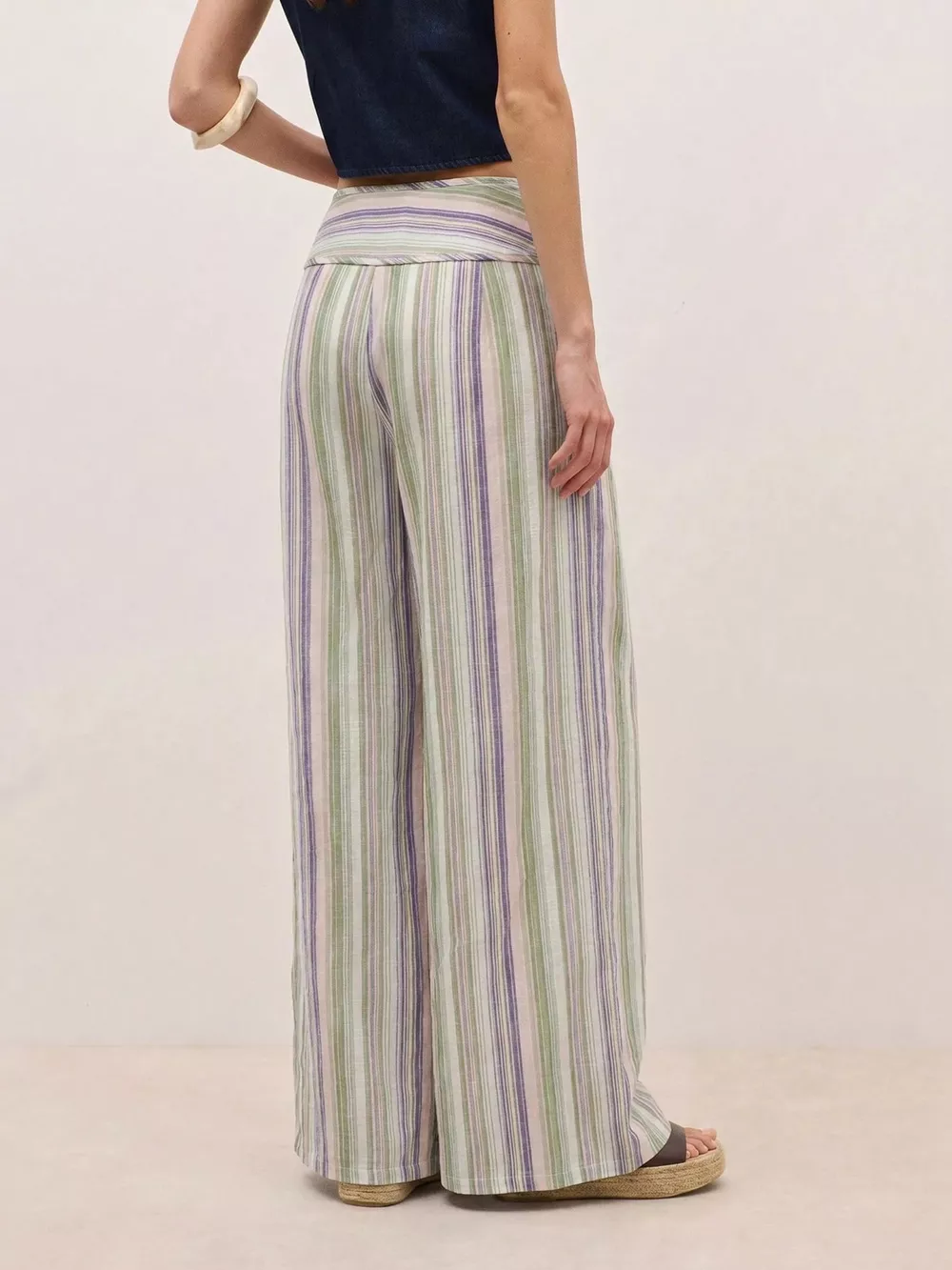 Striped Wide-Leg Pants with Tie Waist, image 12