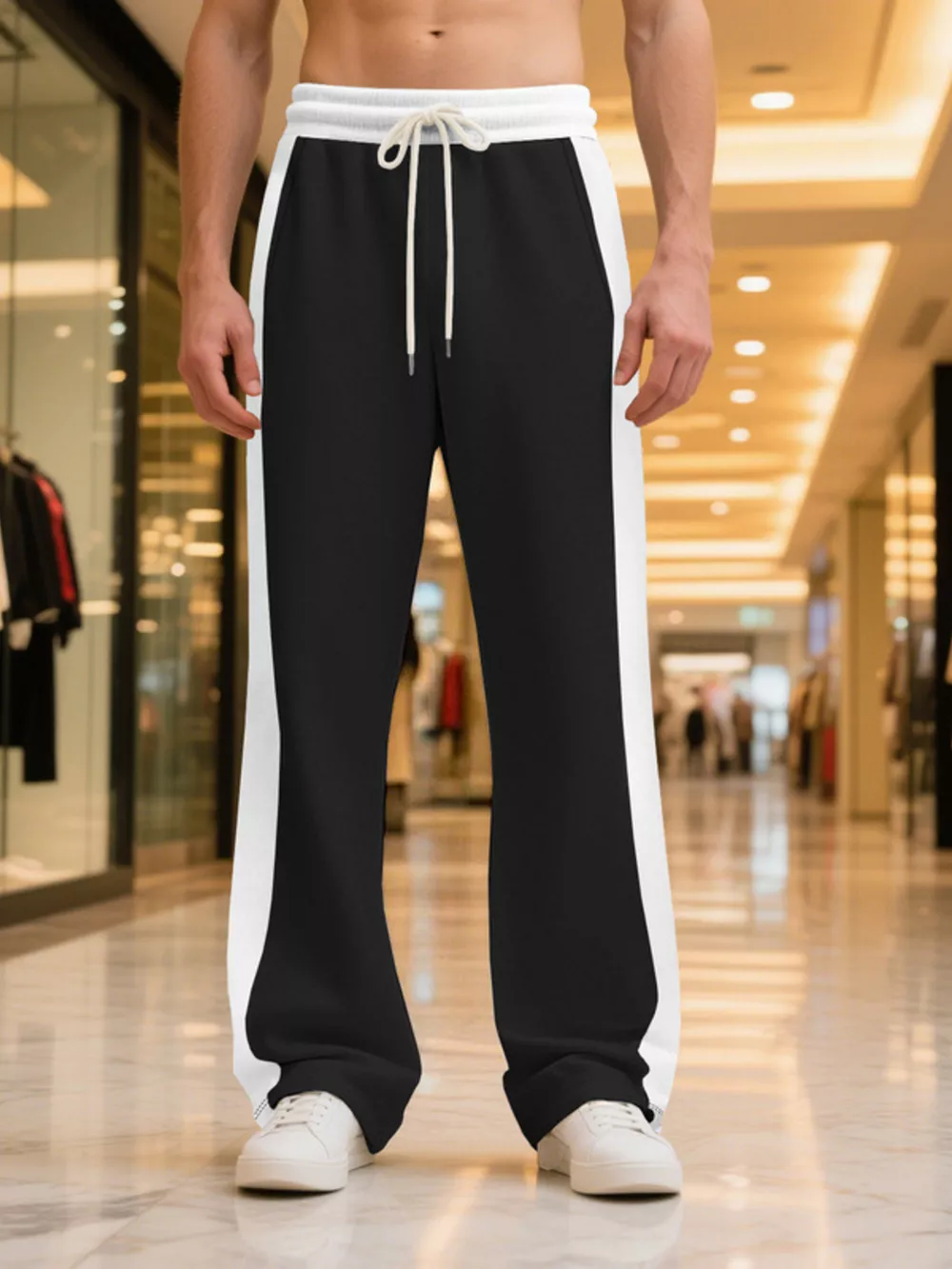 Men's Full Size Contrast Stripe Drawstring Sweatpants Plus Size, image 4