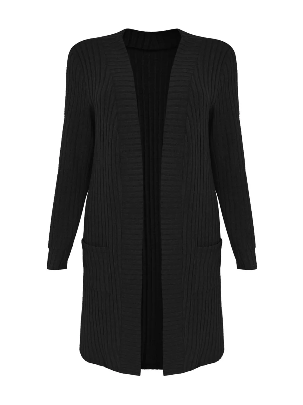 Ribbed Knit Open Front Cardigan, image 5
