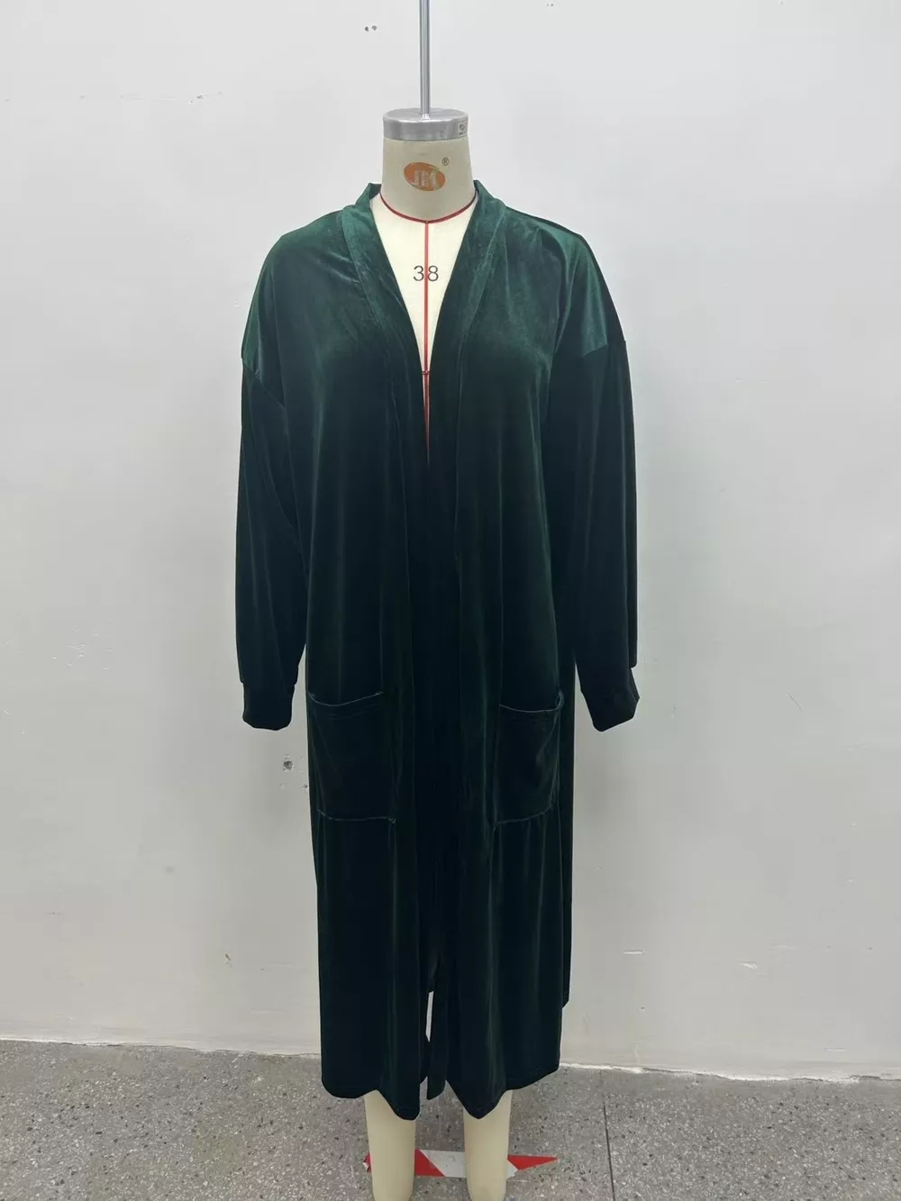 Plus Size Velvet Open-Front Longline Cardigan, image 8
