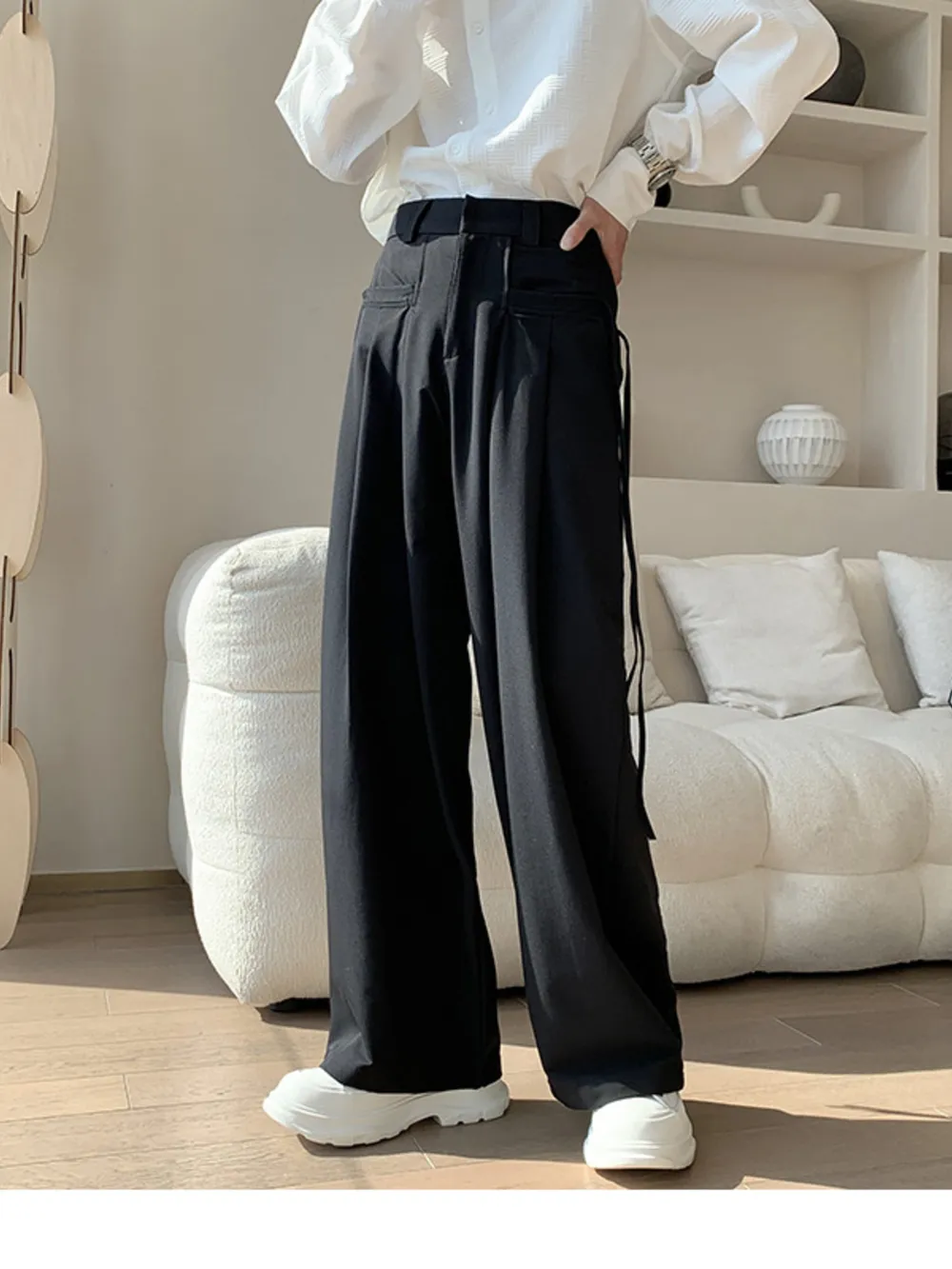 Men's Full Size Wide Leg Pleated Casual Pants Plus Size, image 5