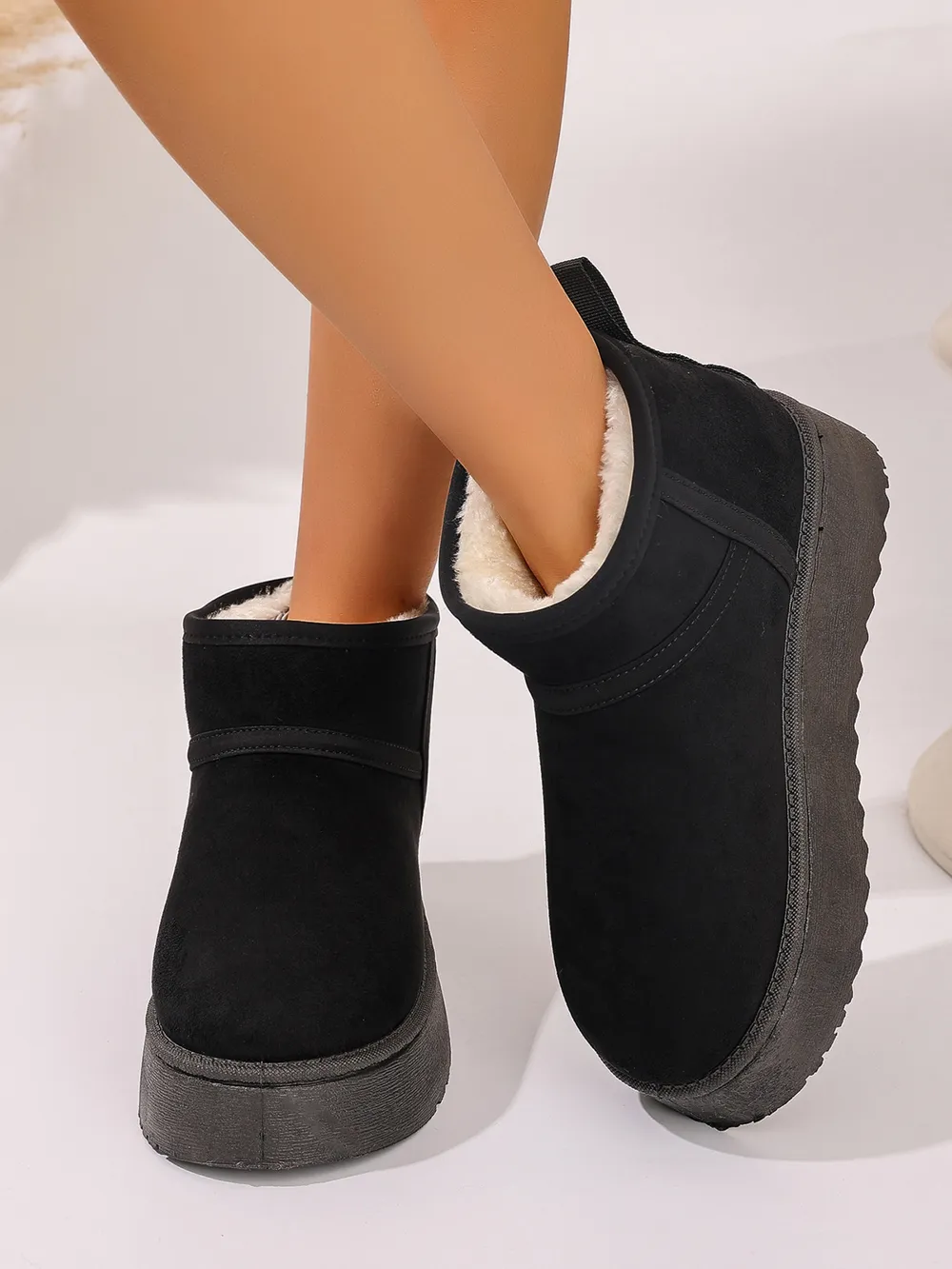 Platform Winter Ankle Boots with Cozy Fleece Lining, image 5
