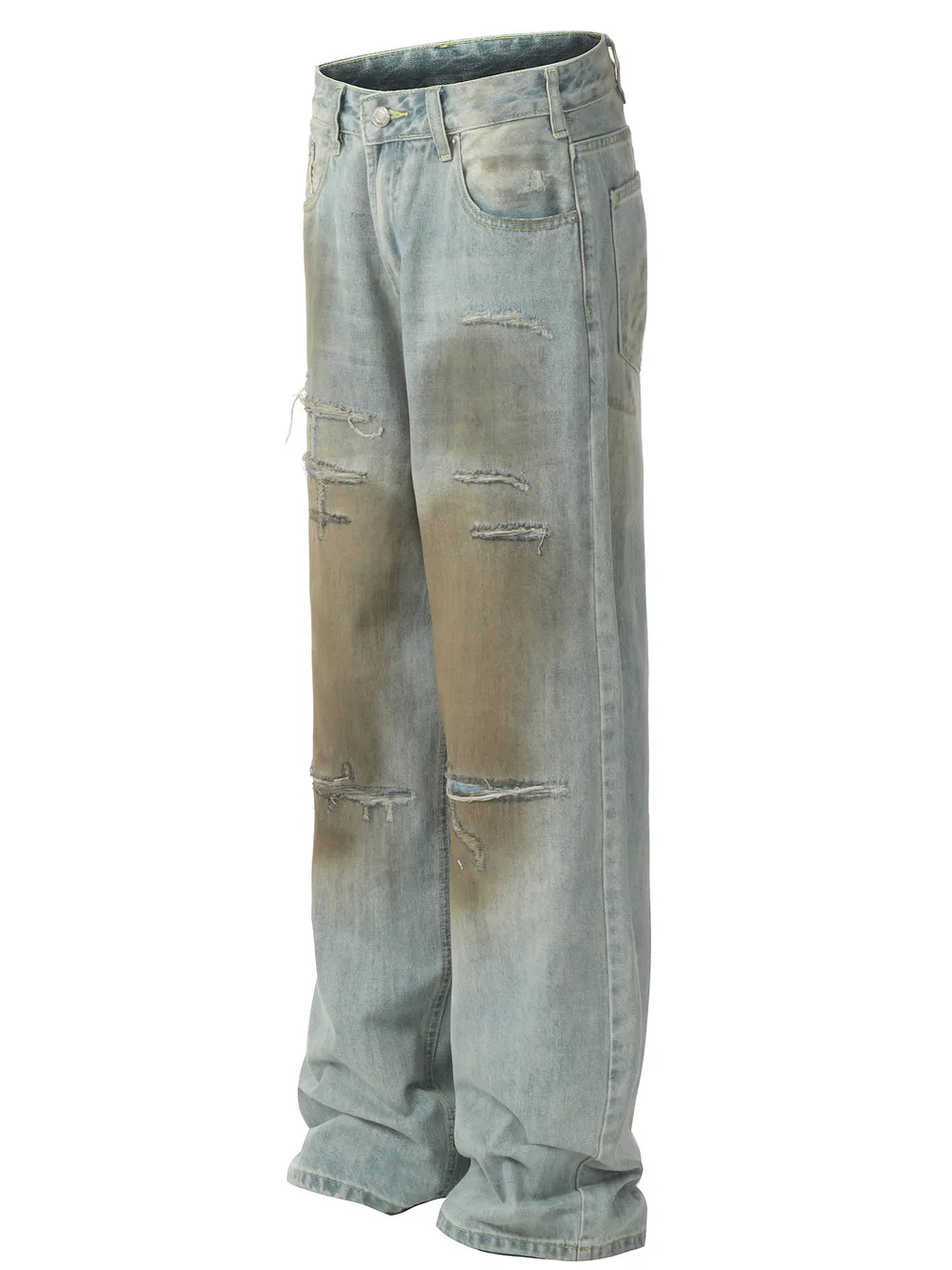 Men's Distressed Wide Leg Relaxed Fit Jeans, image 2
