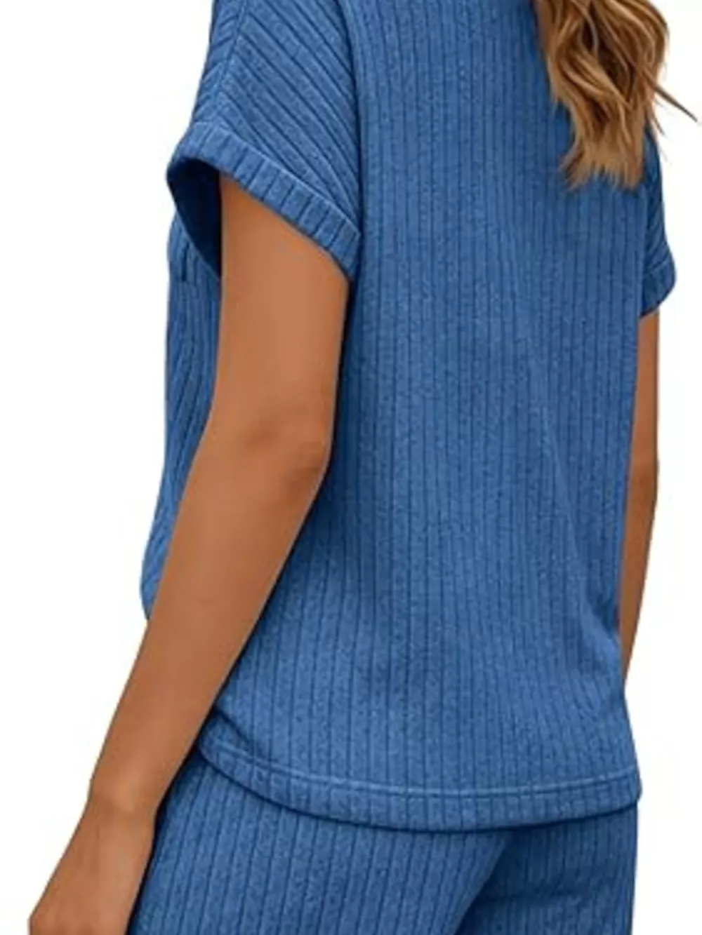 Casual Ribbed Knit Tee and Shorts Set, image 18