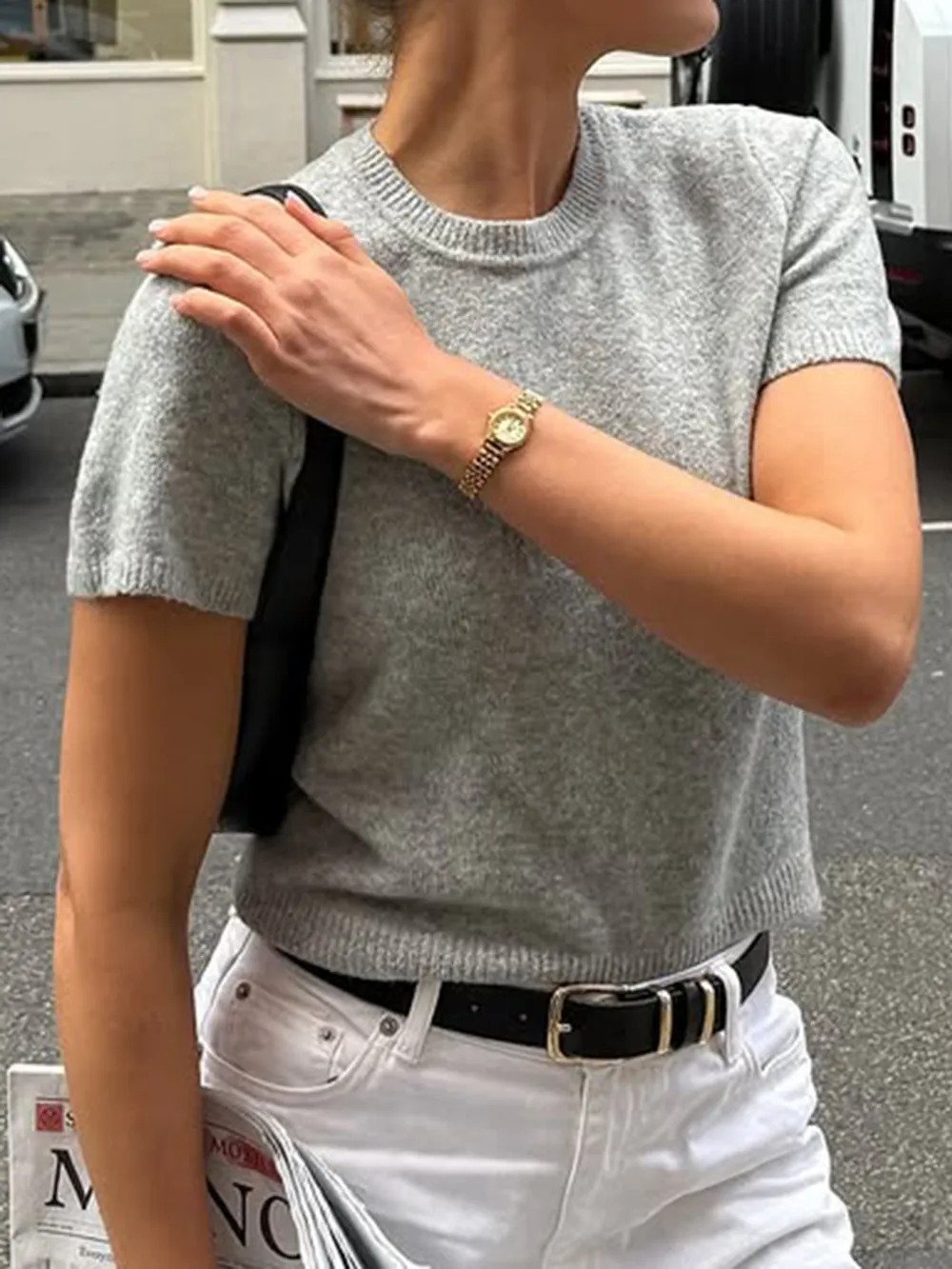 Round Neck Short Sleeve Sweater, image 10