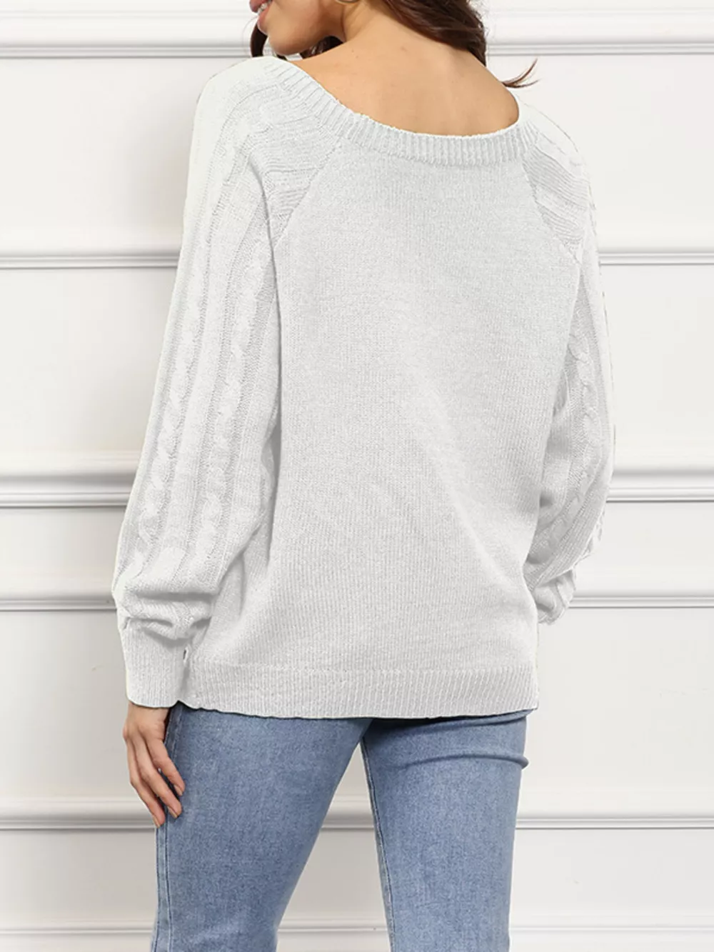 Cable Knit Boat Neck Sweater, image 3