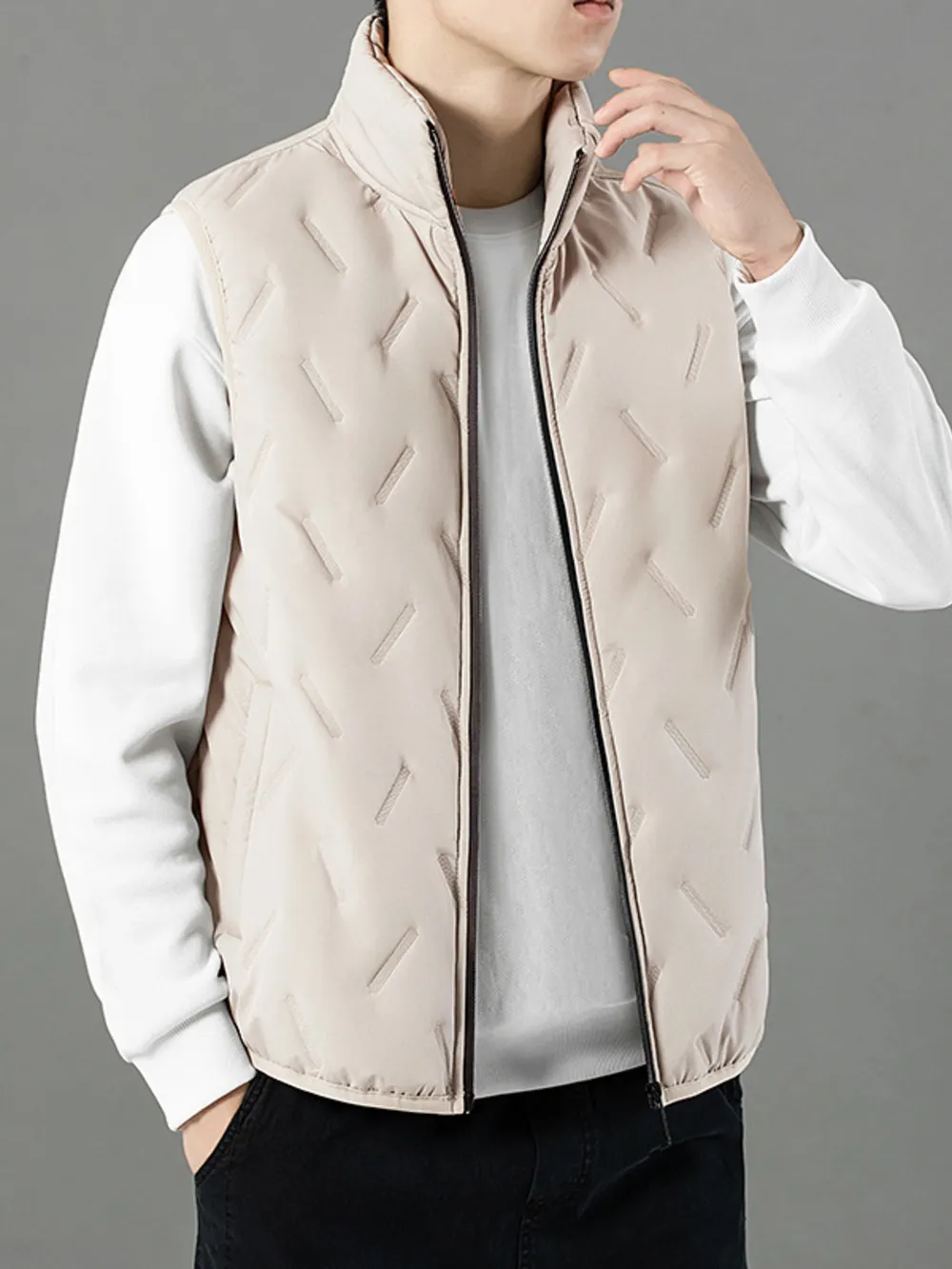 Men's Plus Size Zip Up Padded Quilted Vest, image 3