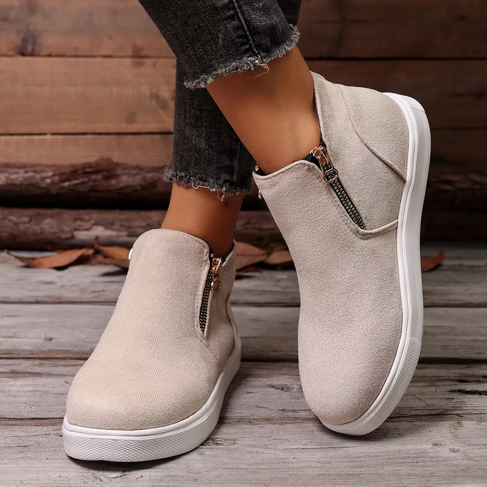 Side Zipper Flat Sneakers, image 12