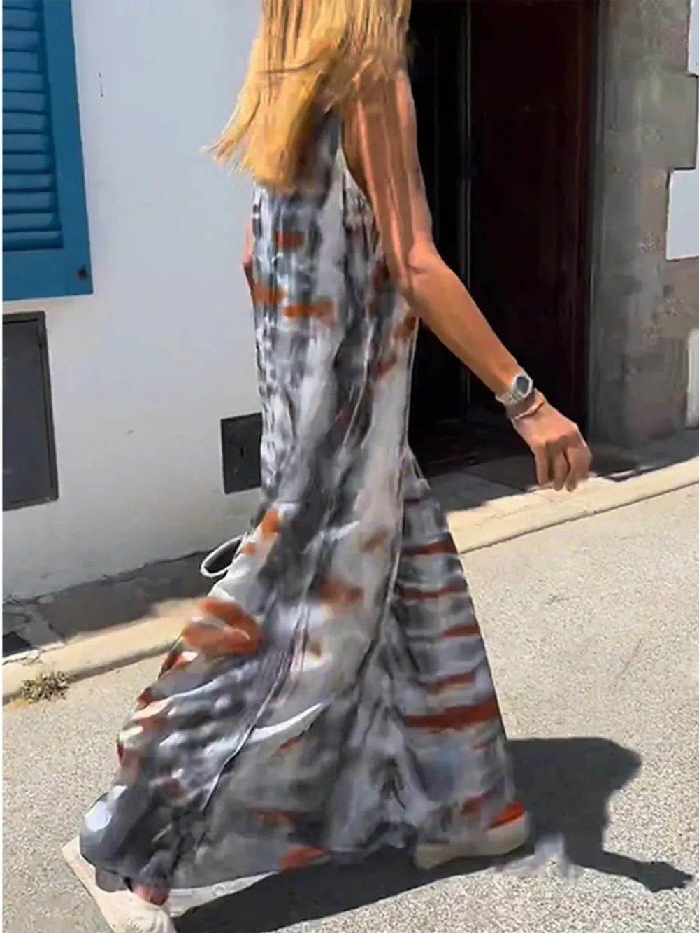 Tie-Dye V-Neck Maxi Cami Dress, image 2