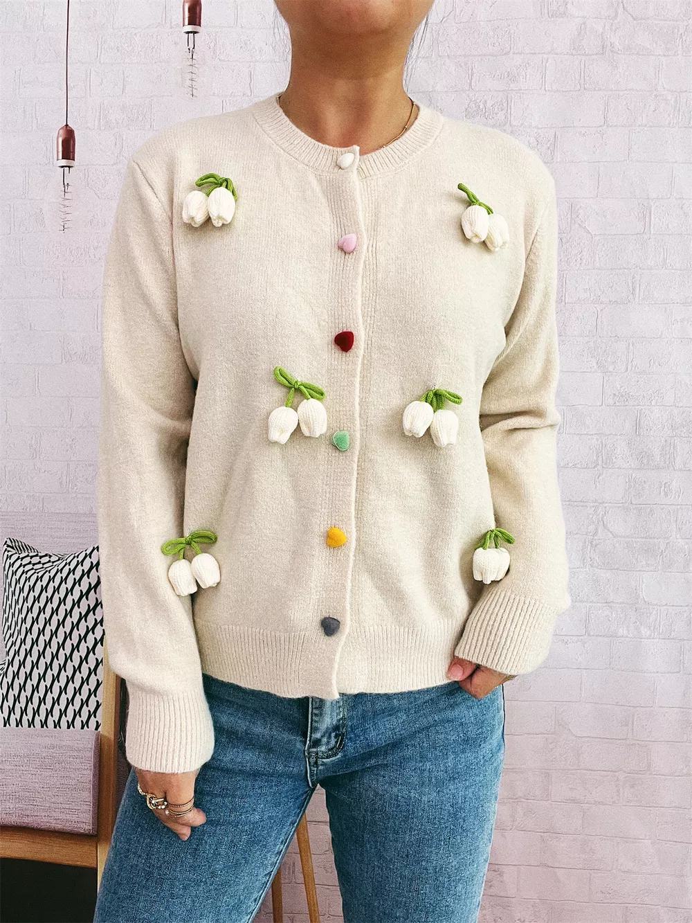 Flower Button Up Long Sleeve Cardigan, image 18