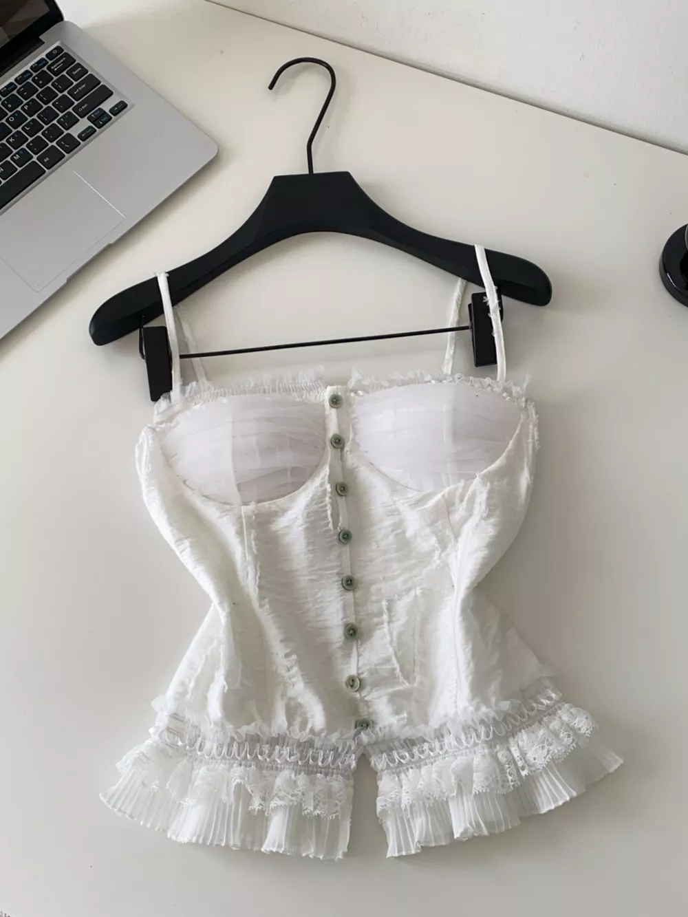 Lace Trimmed Ruffled Hem Tank, image 9
