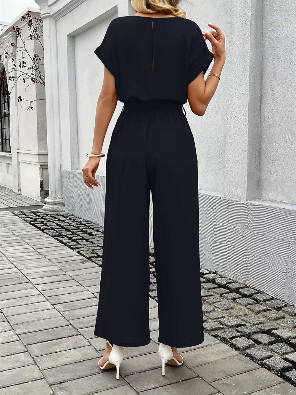 Tie Waist Wide Leg Jumpsuit, image 12