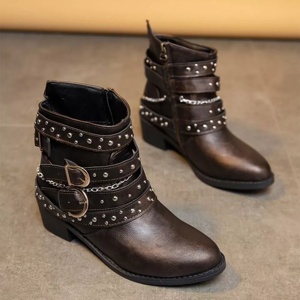 Studded Buckle Ankle Boots, image 12