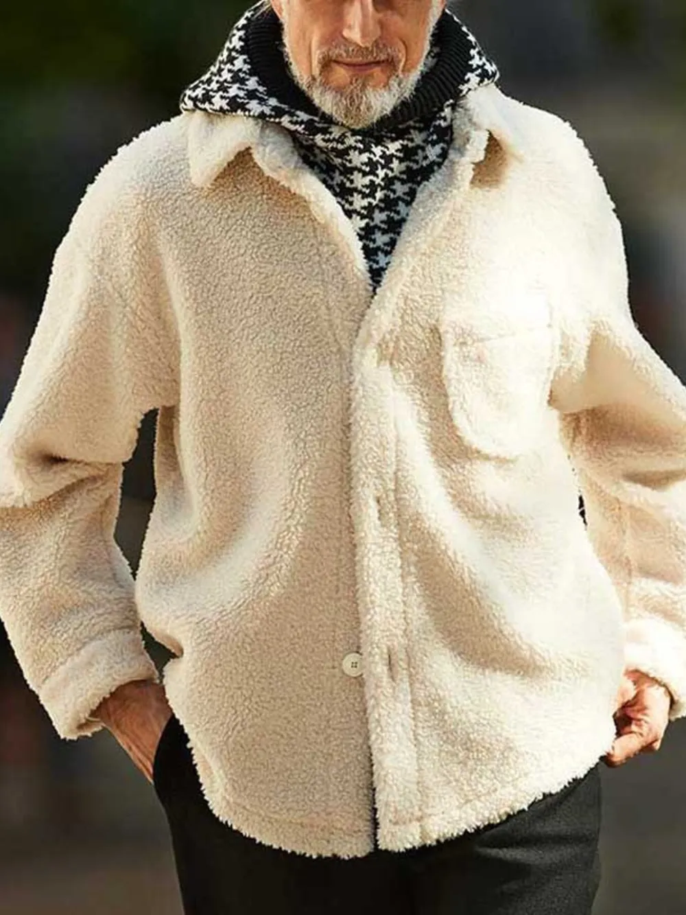 Men's Full Size Button Up Drop Shoulder Sherpa Jacket Plus Size, image 4