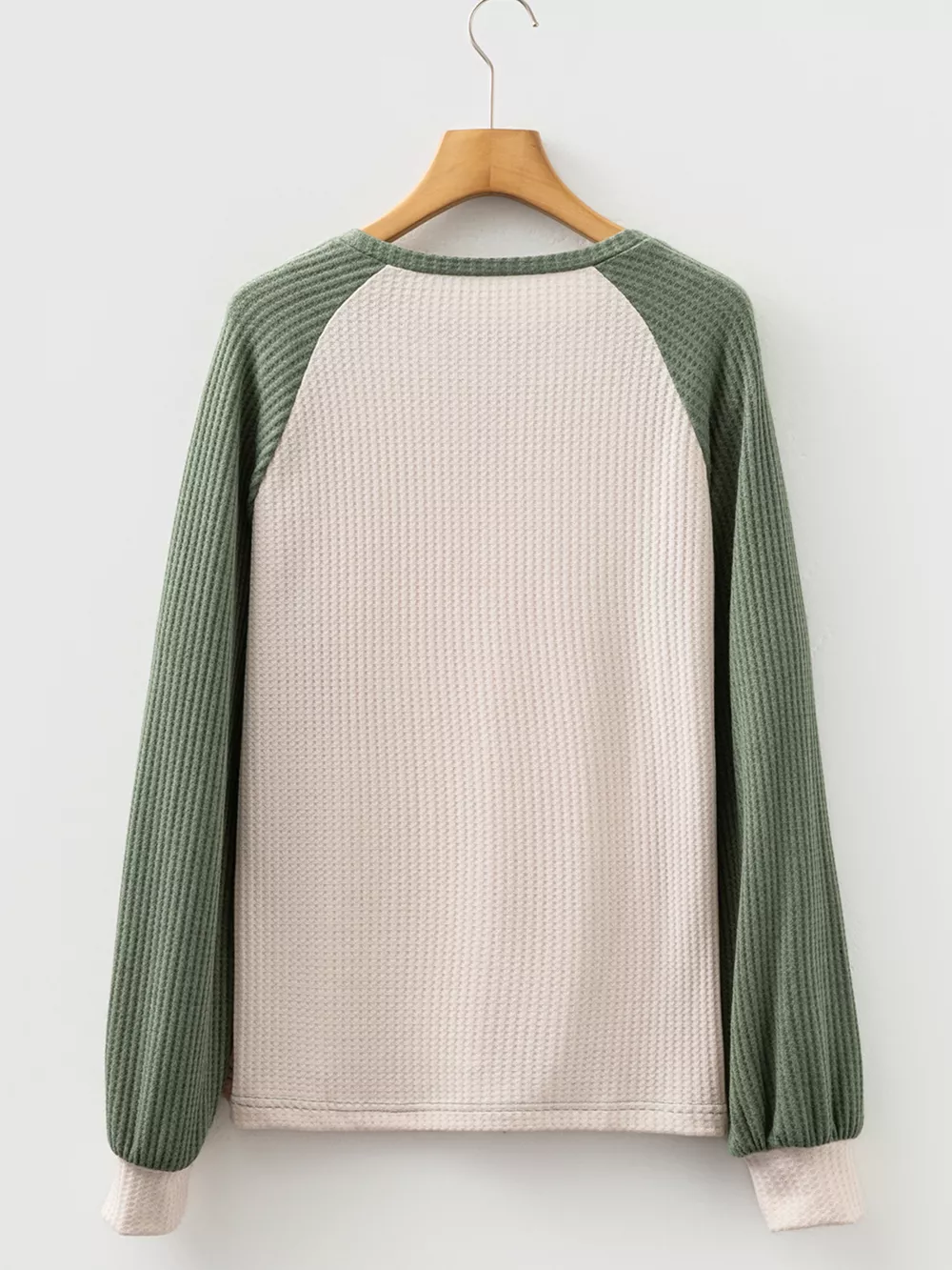 Waffle Color Block Raglan Sleeve Top, image 8