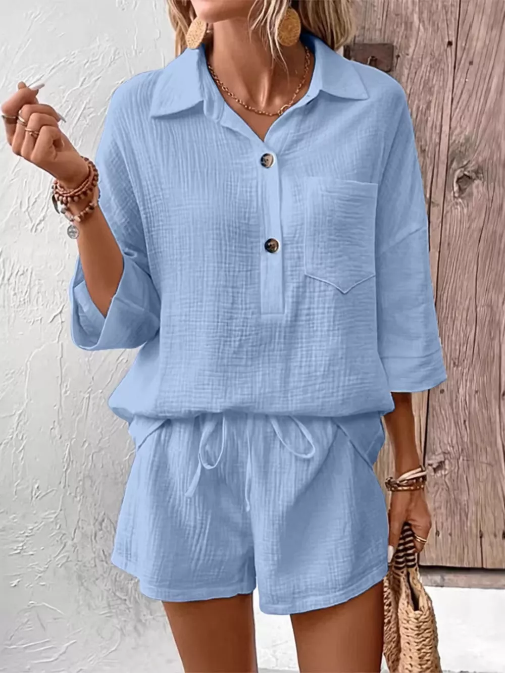 Button Detail Top and Shorts Set, image 22