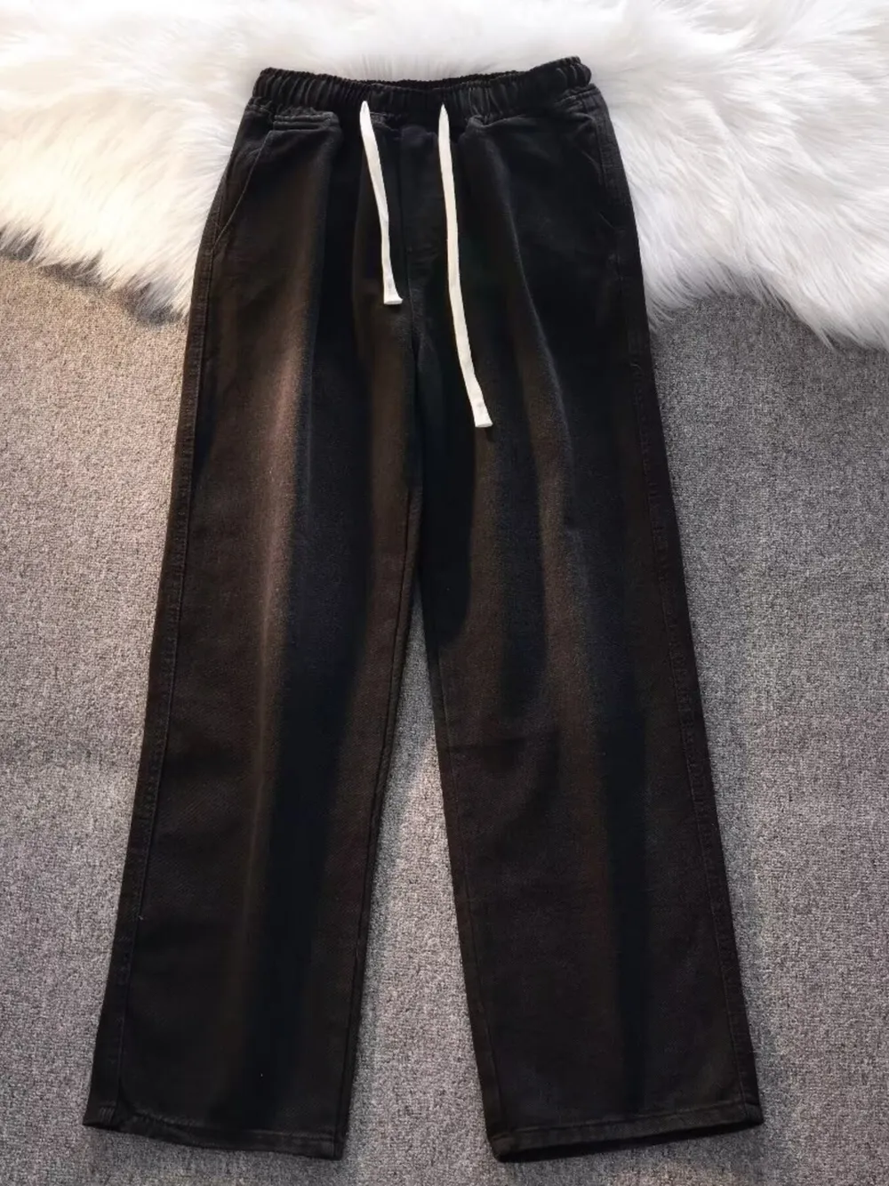 Men's Full Size Vintage Wash Wide Leg Jeans with Drawstring Plus Size