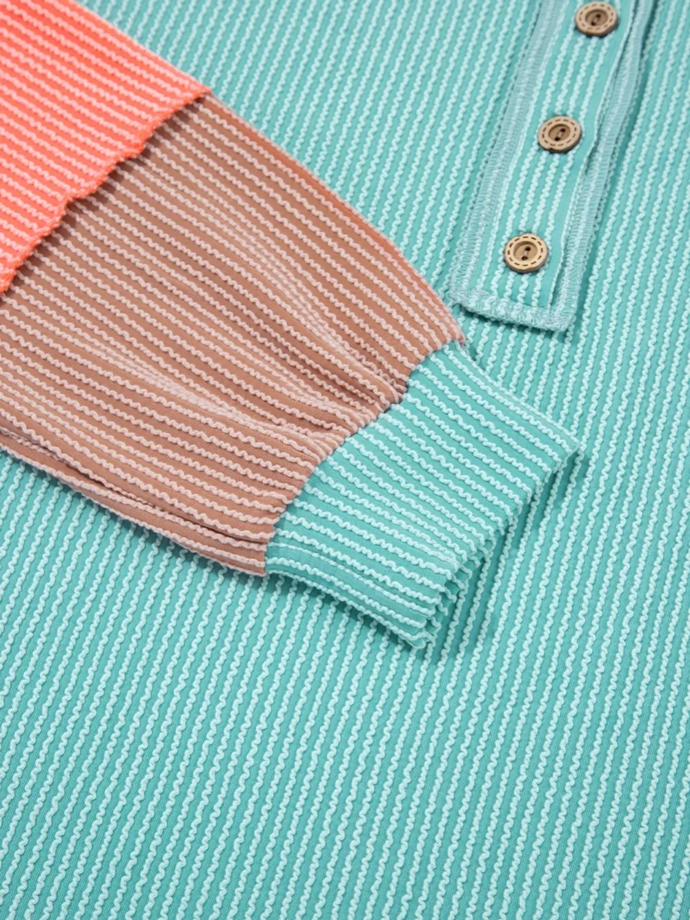 Color Block Ribbed Knit Henley Sweatshirt, image 10