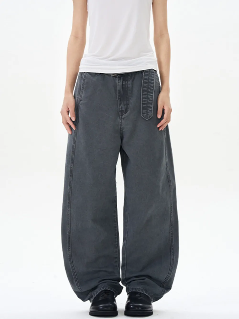 Men's Full Size Washed Wide Leg Cargo Pants Plus Size, image 8