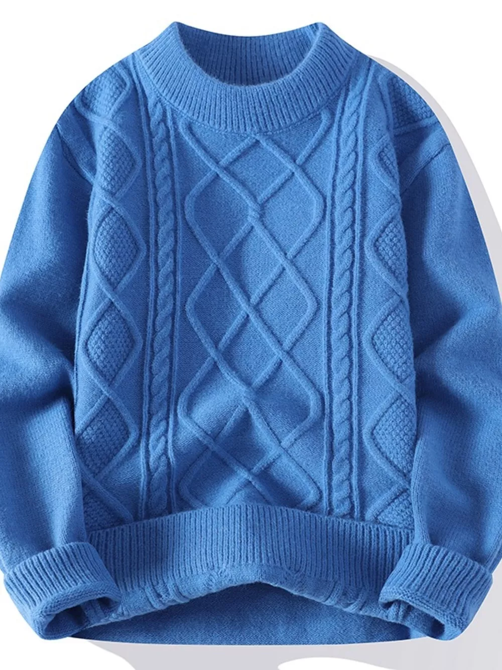Men's Plus Size Cable-Knit Crewneck Sweater, image 2