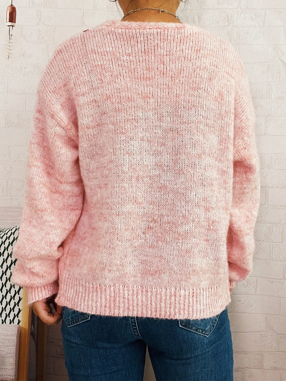 Cherry Button-Front Long Sleeve Cardigan, image 6