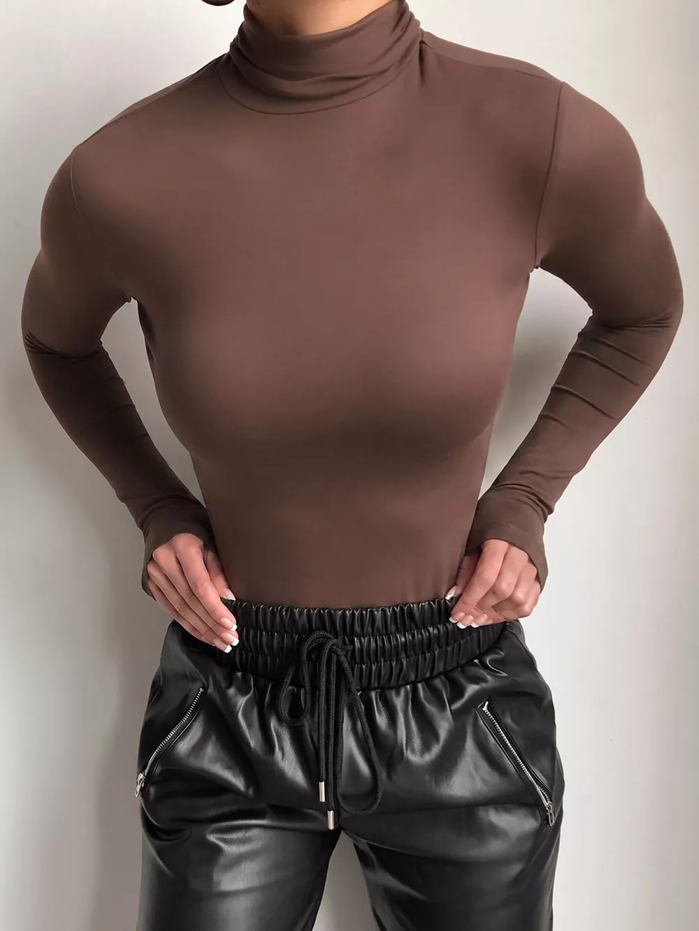 Mock Neck Long Sleeve Slim Fit T-Shirt, image 4