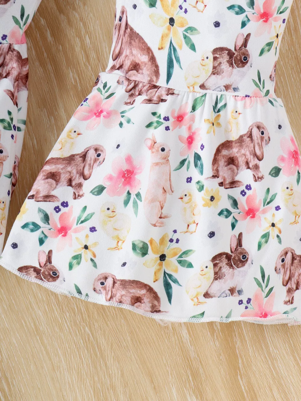 Children's Floral Bunny Print Top and Pant Set, image 3