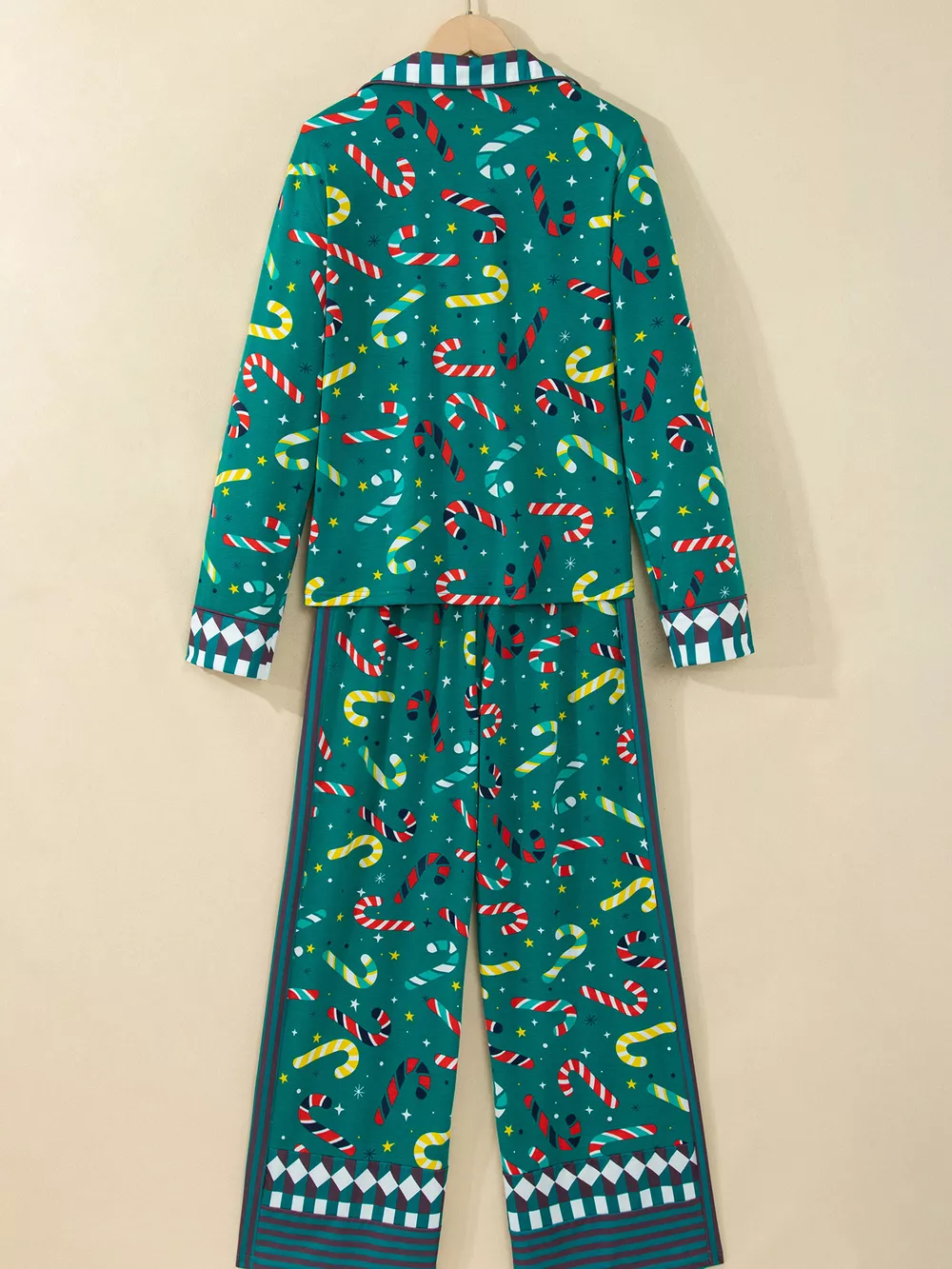 Abstract Candy Cane Print Long Sleeve Two Piece Lounge Set, image 4
