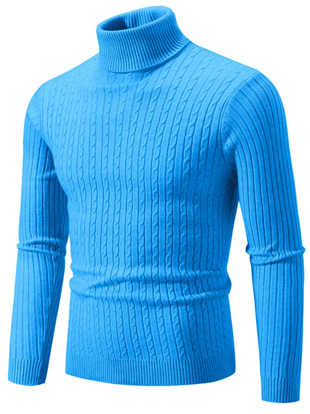 Men's Plus Size Ribbed Turtleneck Long Sleeve Sweater, image 7