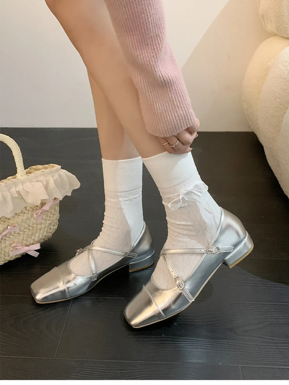 Square Toe Block Heels Mary Jane Shoes, image 5