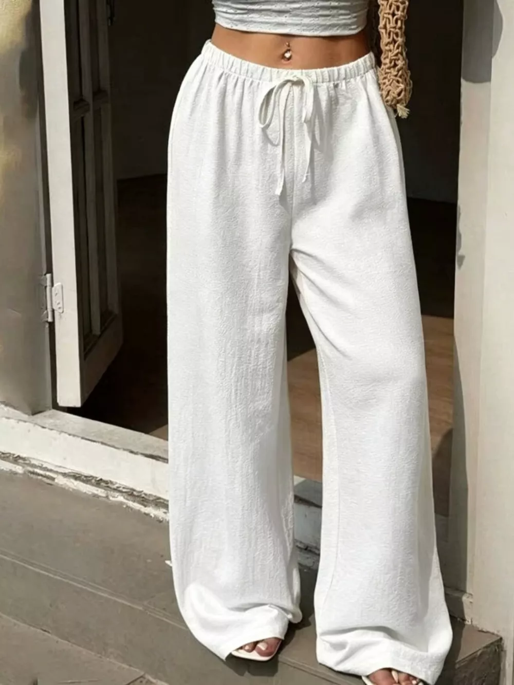 Plus Size Wide Leg Drawstring Pants, image 3