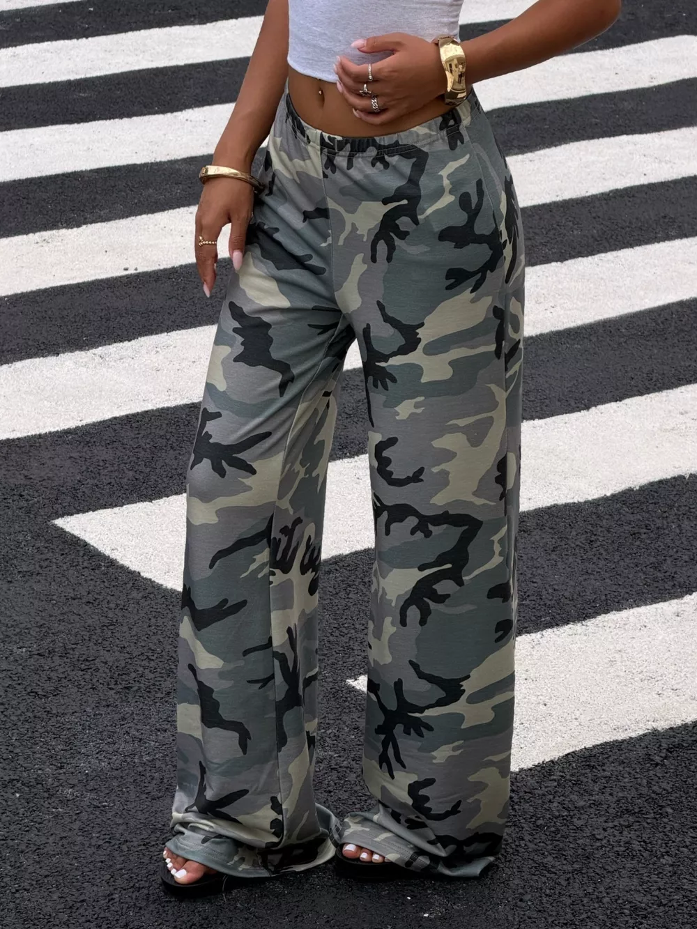 Camouflage Wide-Leg Casual Pants, image 3