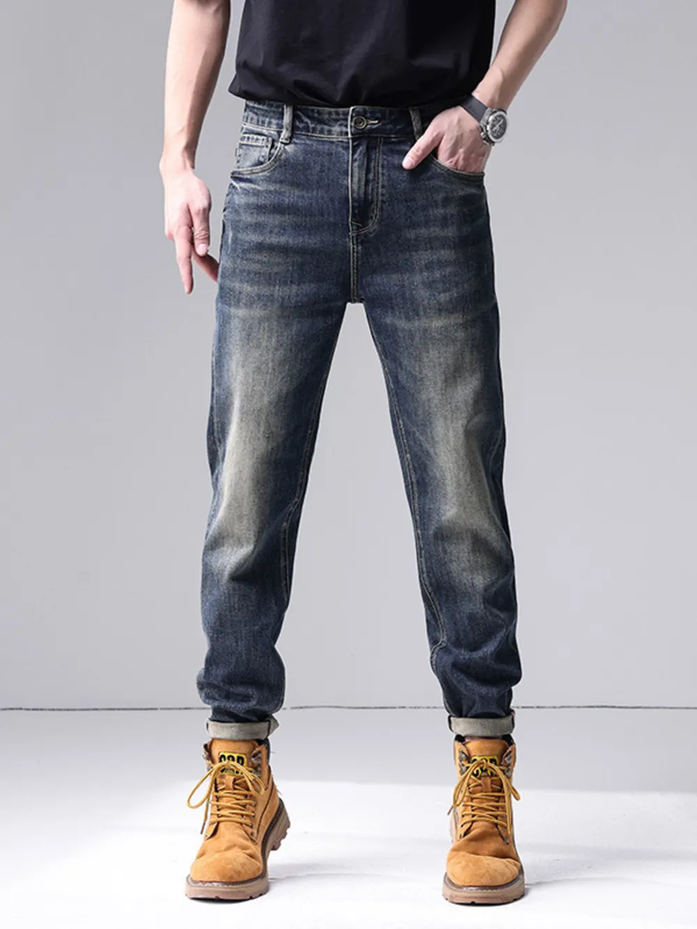 Men's Washed Straight Leg Jeans, image 2