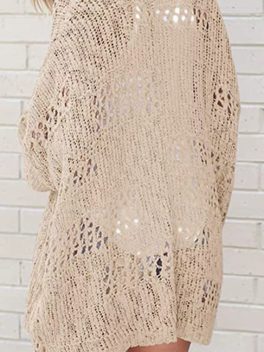 Openwork Open Front Lightweight Cardigan, image 8