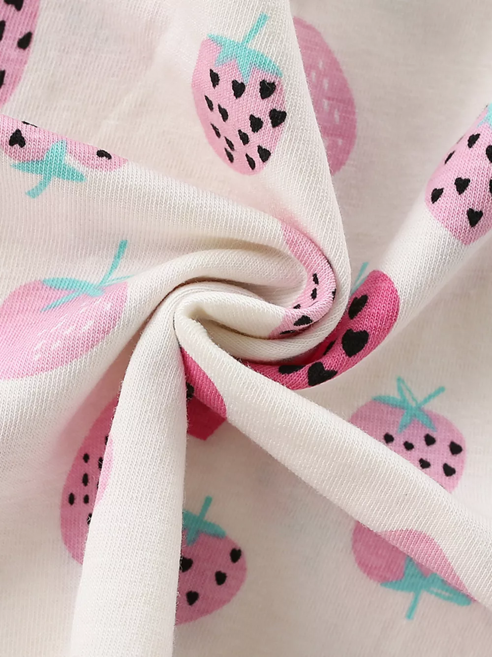 Children's Strawberry Print Ruffle Sleeve Casual Dress, image 5