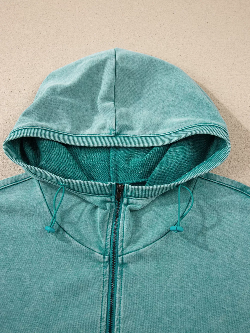 Half Zip Kangaroo Pocket Mineral Wash Baggy Hoodie, image 10