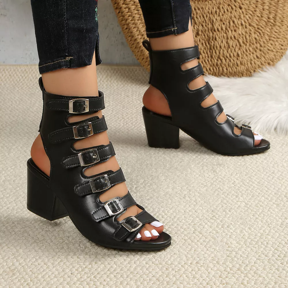 Buckle Block Heels Sandals, image 5