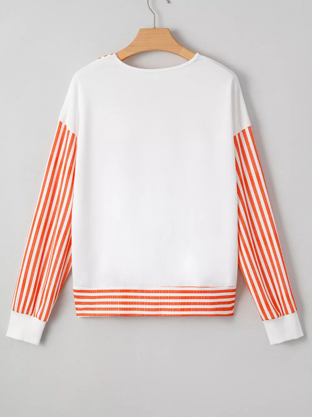 Stripe V Neck Drop Shoulder Patchwork Long Sleeve Top, image 5