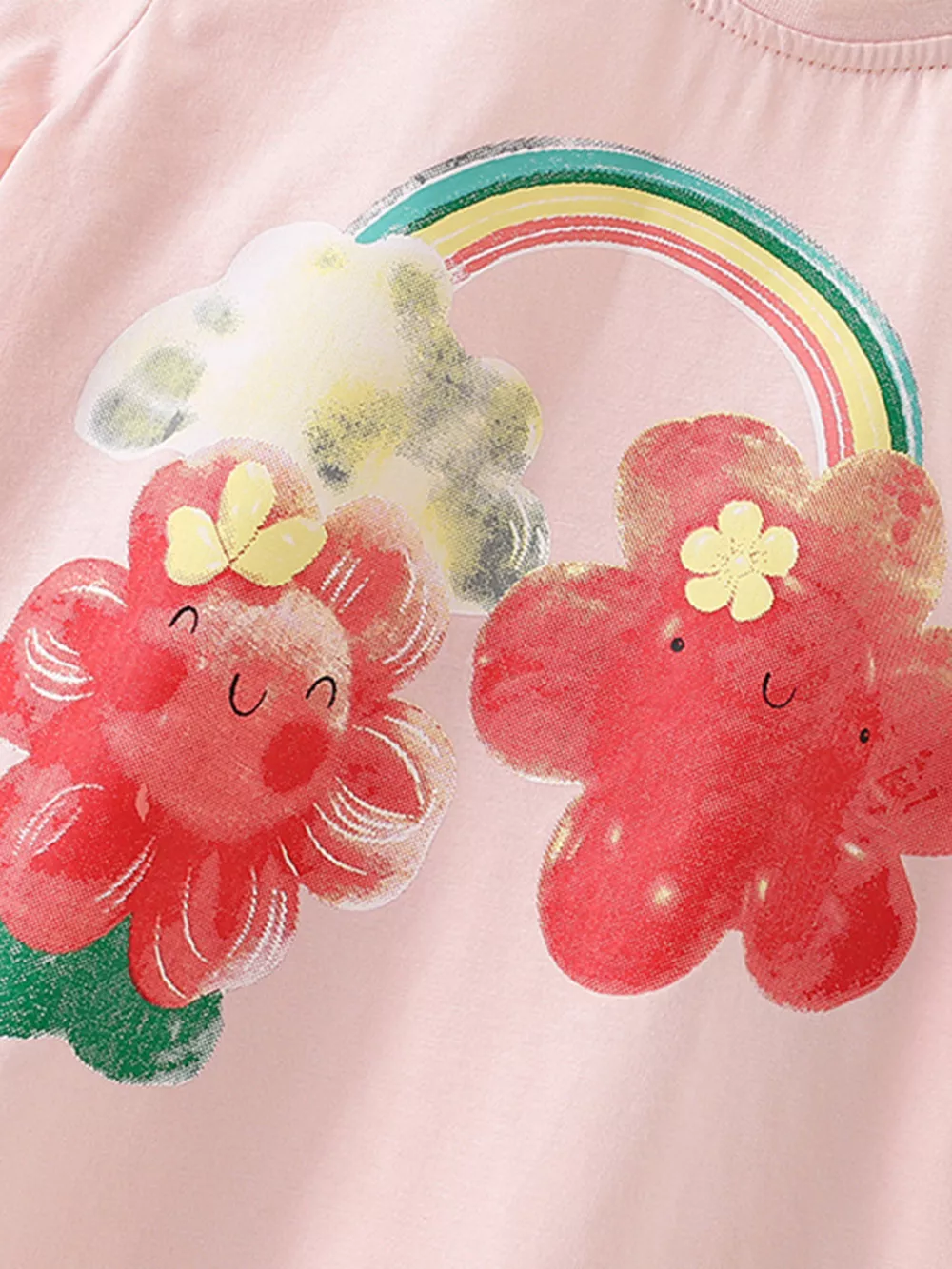Children's Cute Cartoon Flower Print Short Sleeve T-Shirt, image 4