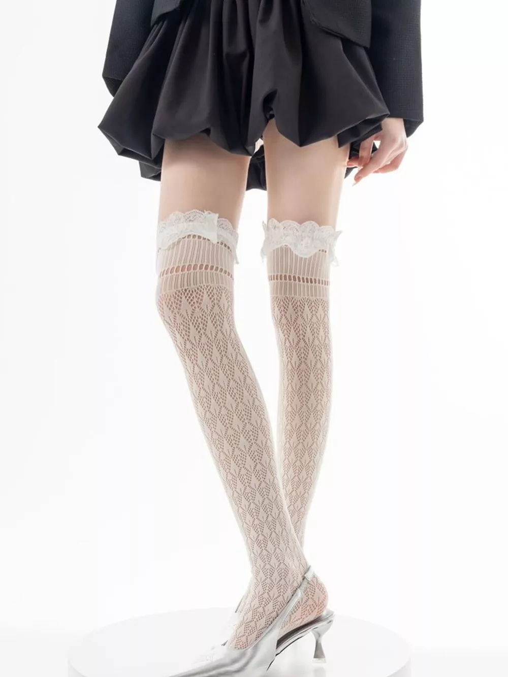 Lace Over-the-Knee Hollow-Out Stockings, image 12